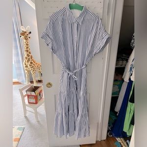 Blue and White Striped Button Down Shirt Dress - LAUREN by Ralph Lauren
